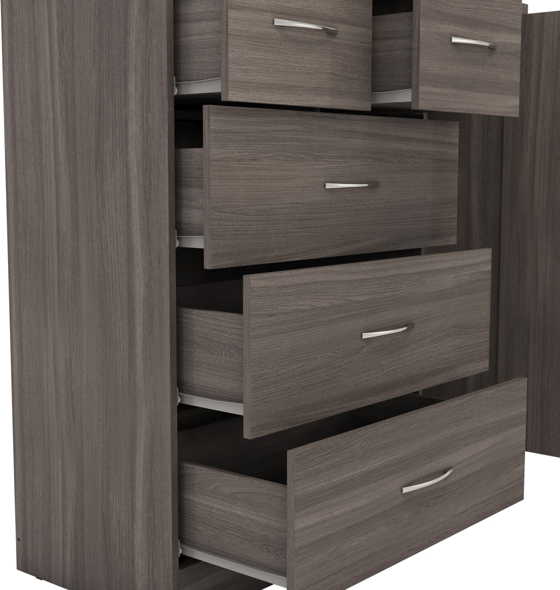 Nevada 5 Drawer Low Wardrobe - Black Wood Grain