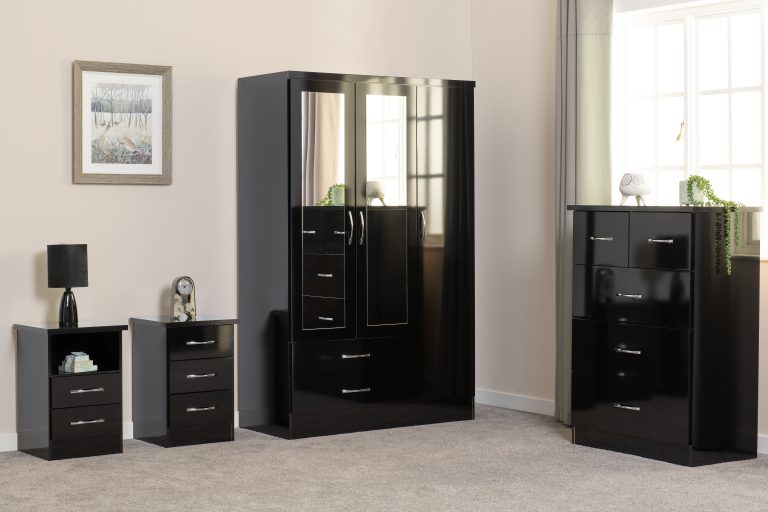 Nevada 3+2 Drawer Chest -  Black Gloss