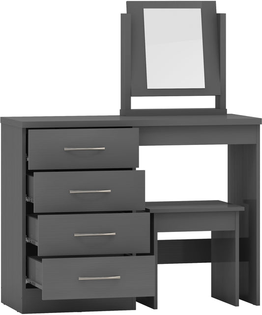 Nevada 4 Drawer Dressing Table Set 3D Effect Grey