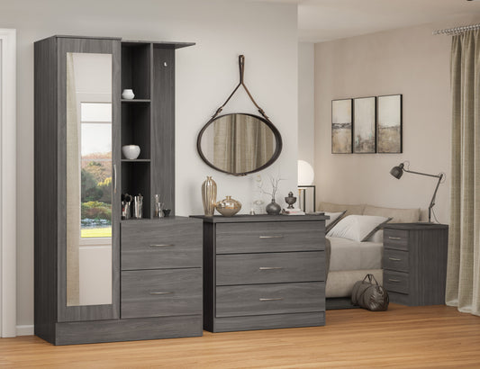 Nevada Mirrored Open Shelf Wardrobe