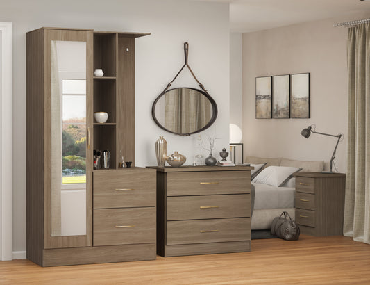 Nevada Mirrored Open Shelf Wardrobe