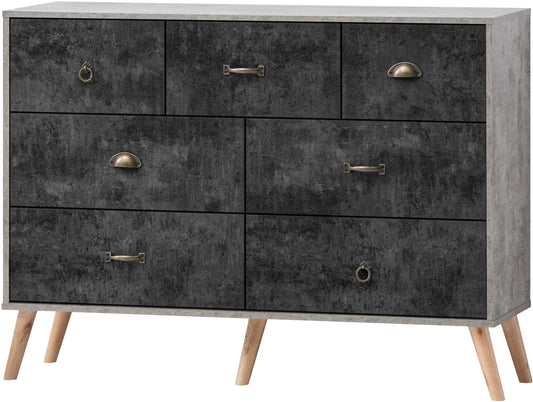 Nordic Merchant Chest Concrete Effect/Charcoal