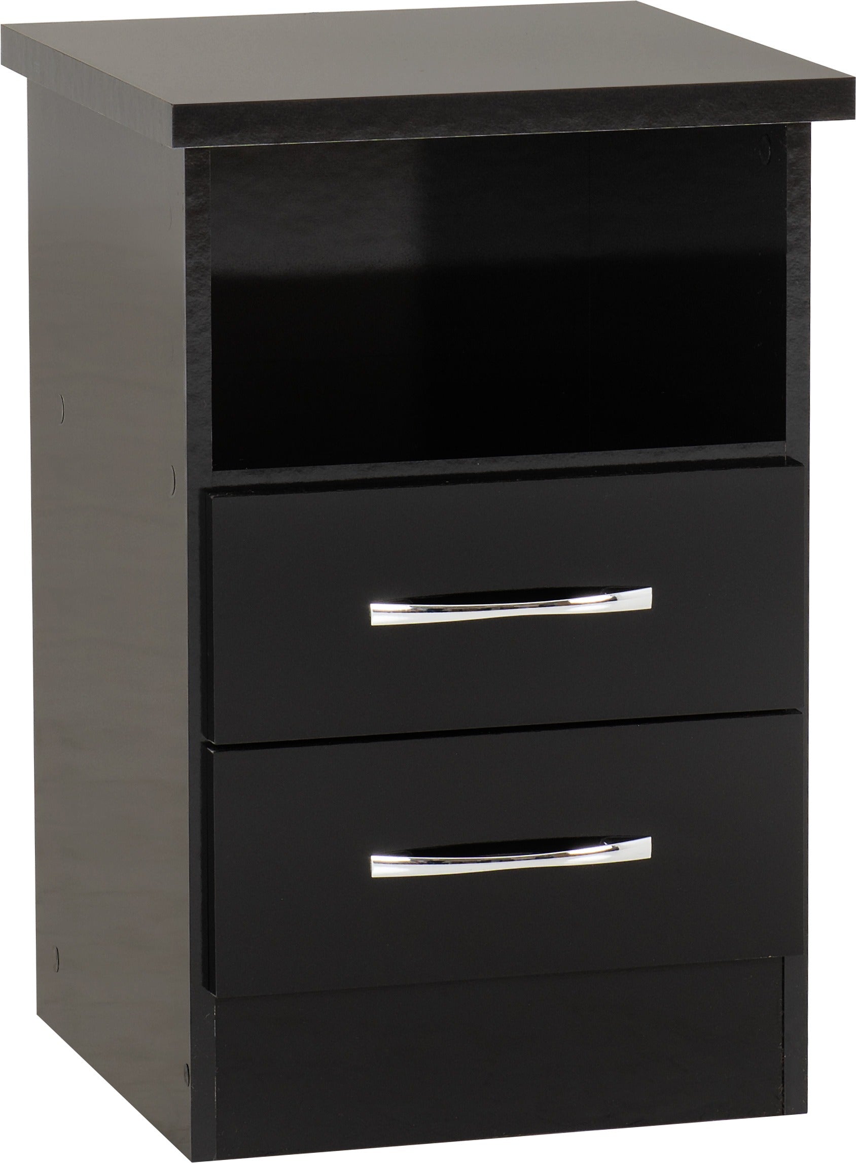 Nevada 2 Drawer Bedside Black Gloss