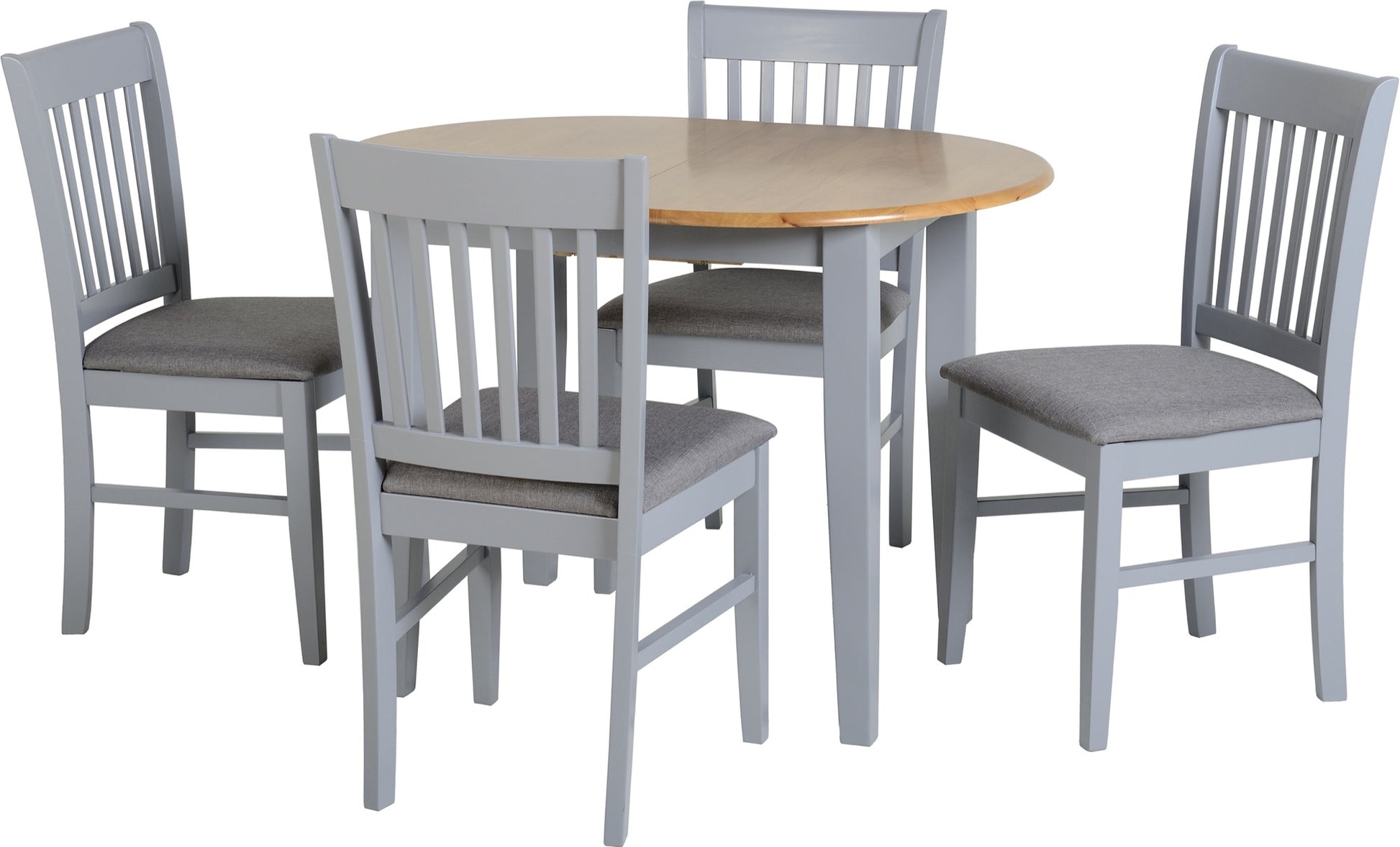 Oxford Extending Dining Set - Grey/Natural Oak Finish/Grey Fabric