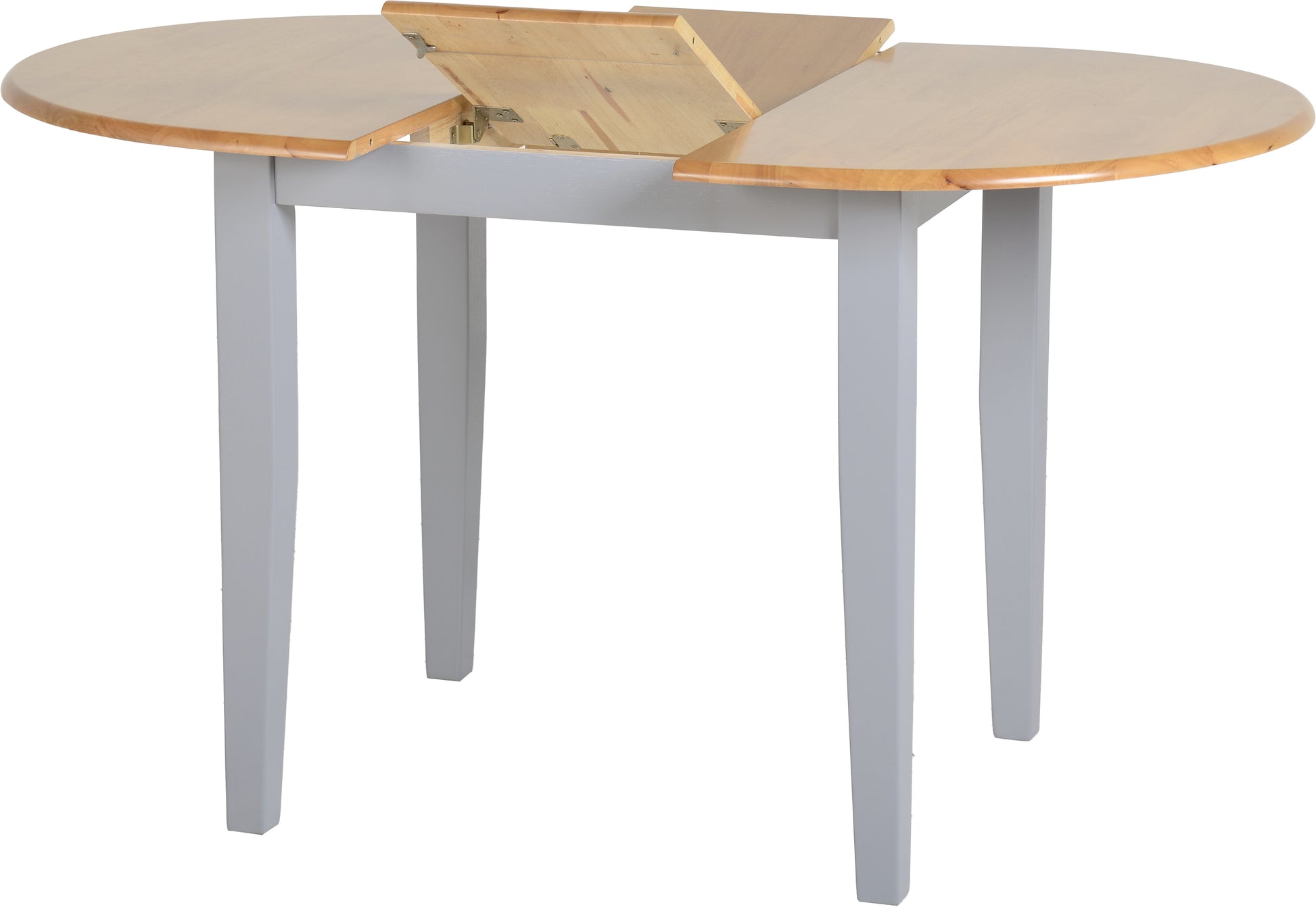 Oxford Extending Dining Set - Grey/Natural Oak Finish/Grey Fabric