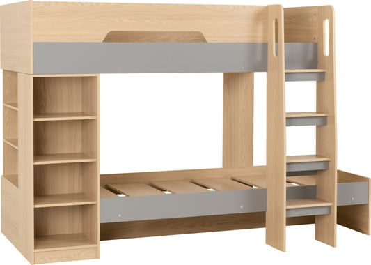 Pluto Bunk Bed - Grey/Oak Effect