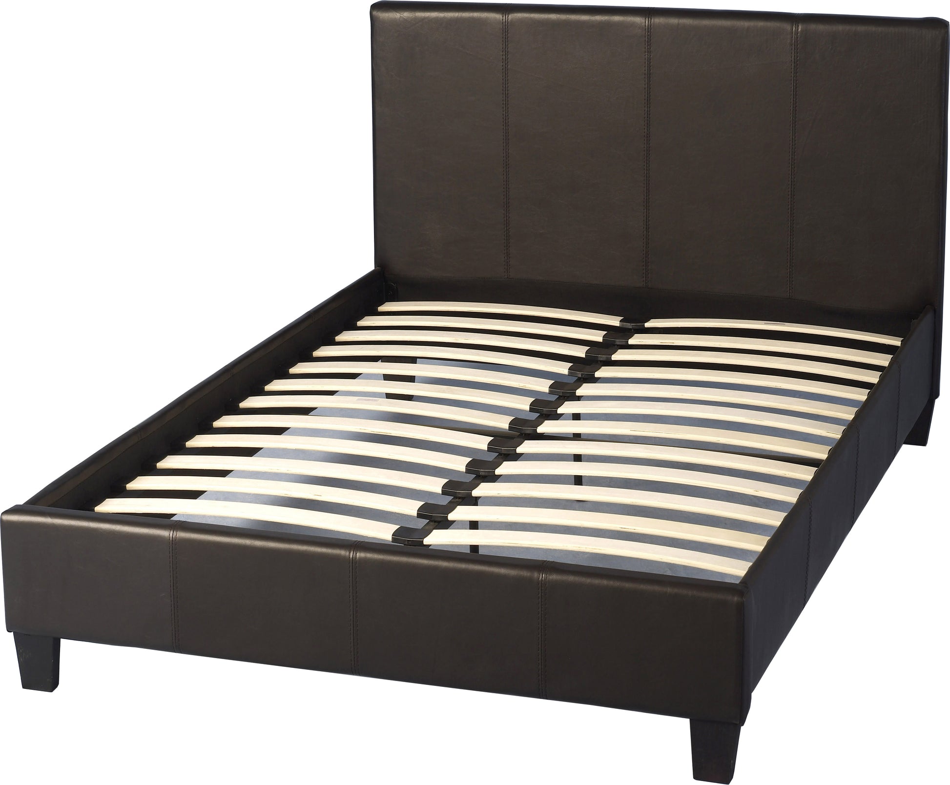 Prado 4' Small Double Bed- Brown Faux Leather