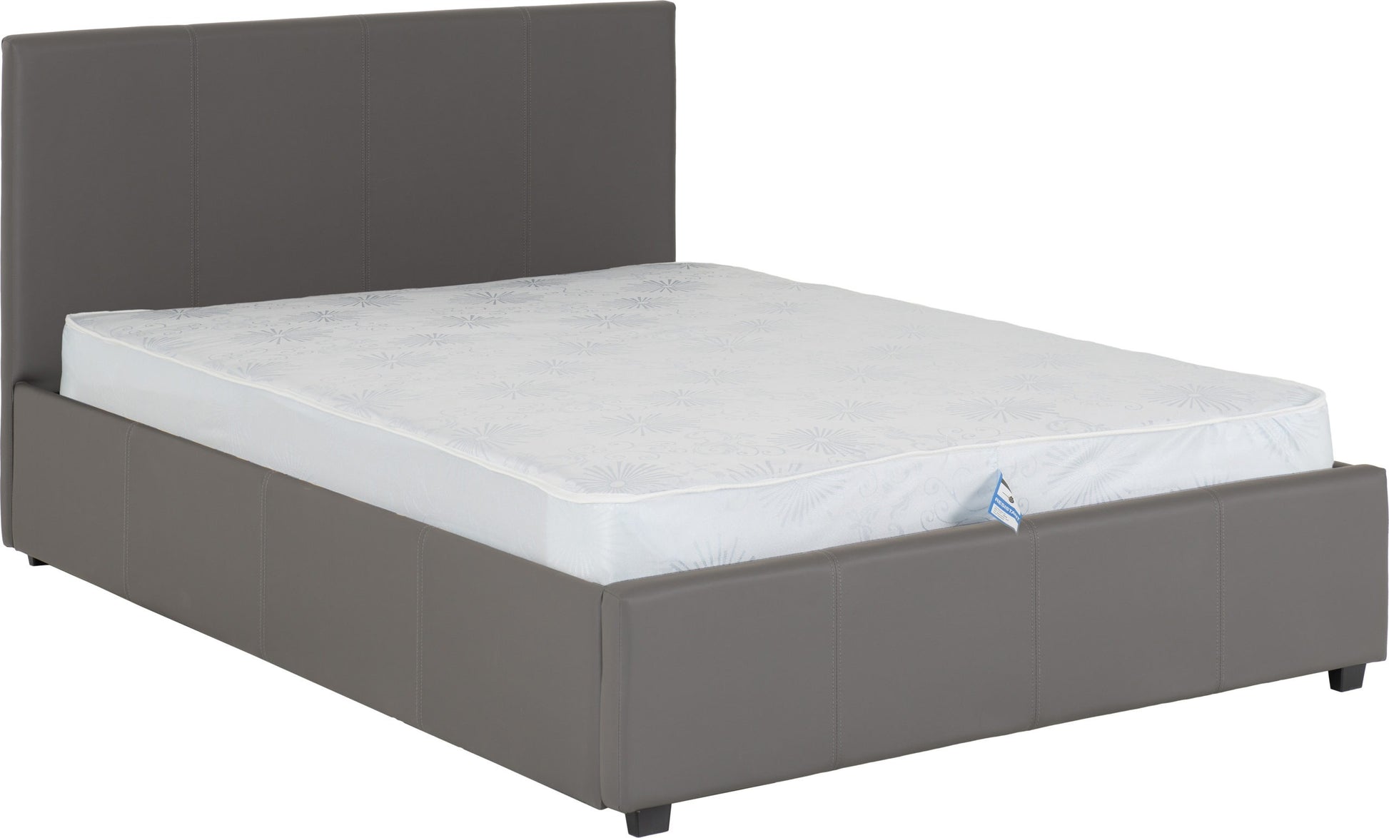 Prado Plus 4'6" Storage Bed - Grey Faux Leather