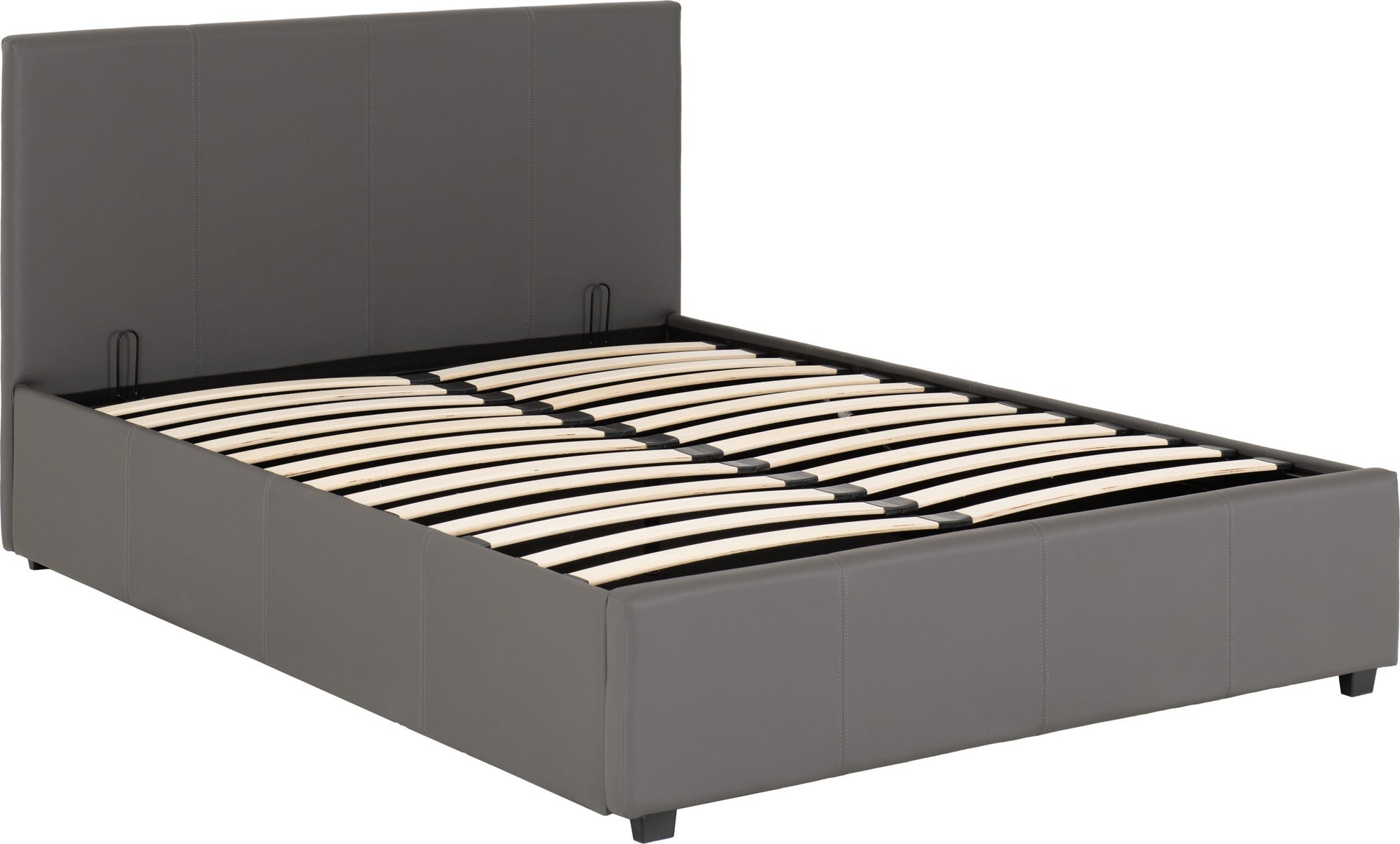 Prado Plus 4'6" Storage Bed - Grey Faux Leather