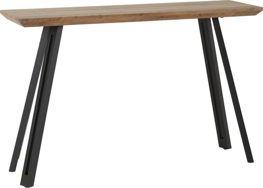 Quebec Straight Edge Console Table Medium Oak Effect/Black