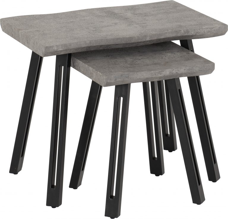Quebec Wave Edge Nest of Tables Concrete Effect/Black- The Right Buy Store