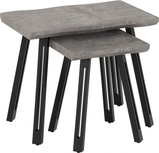 Quebec Wave Edge Nest of Tables Concrete Effect/Black