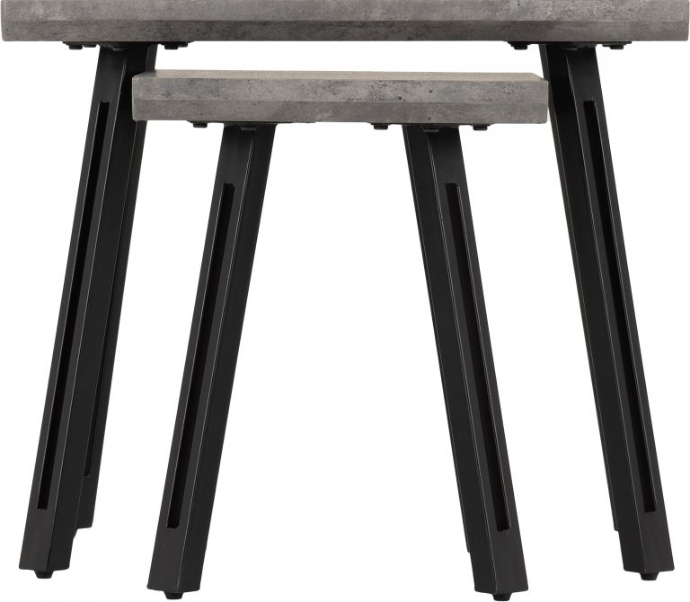 Quebec Wave Edge Nest of Tables Concrete Effect/Black- The Right Buy Store