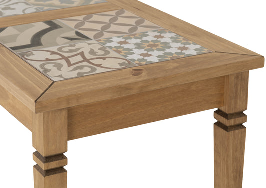 Salvador Tile Top Coffee Table Distressed Waxed Pine