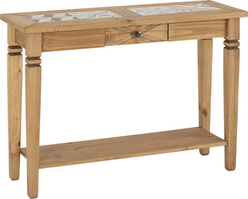 Salvador Tile Top Console Table - Distressed Waxed Pine