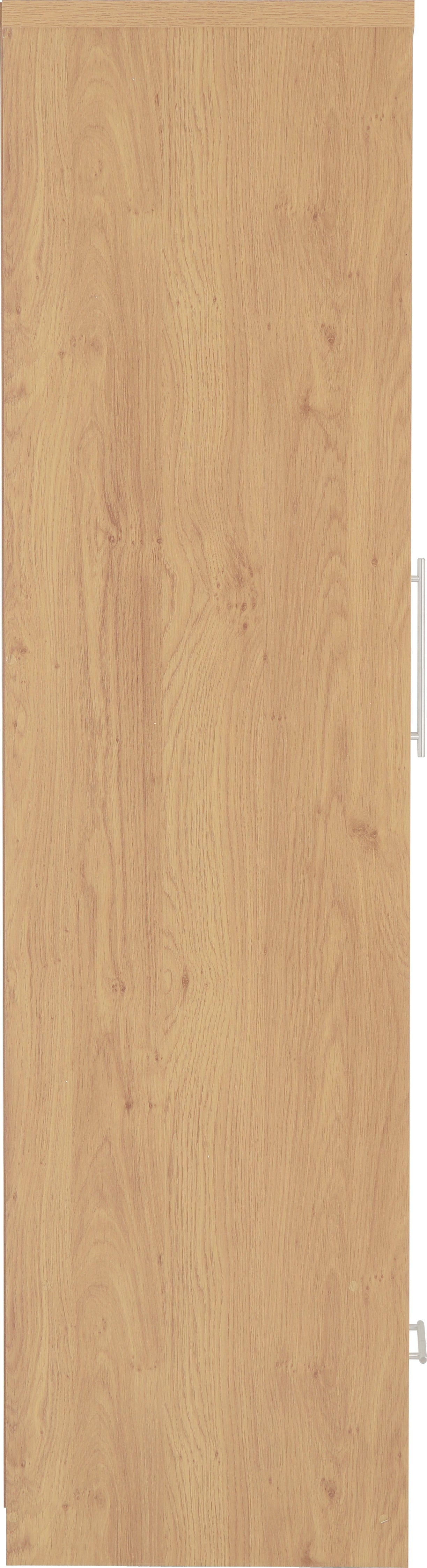 Seville 2 Door 1 Drawer Wardrobe - White High Gloss/Light Oak Effect Veneer