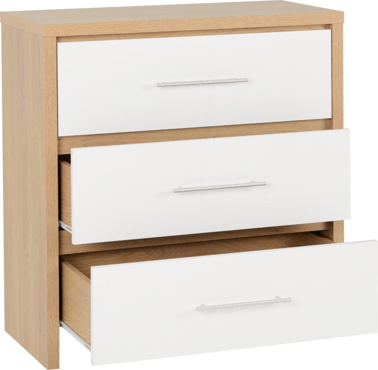 Seville Bedroom Set - White High Gloss/Light Oak Effect Veneer