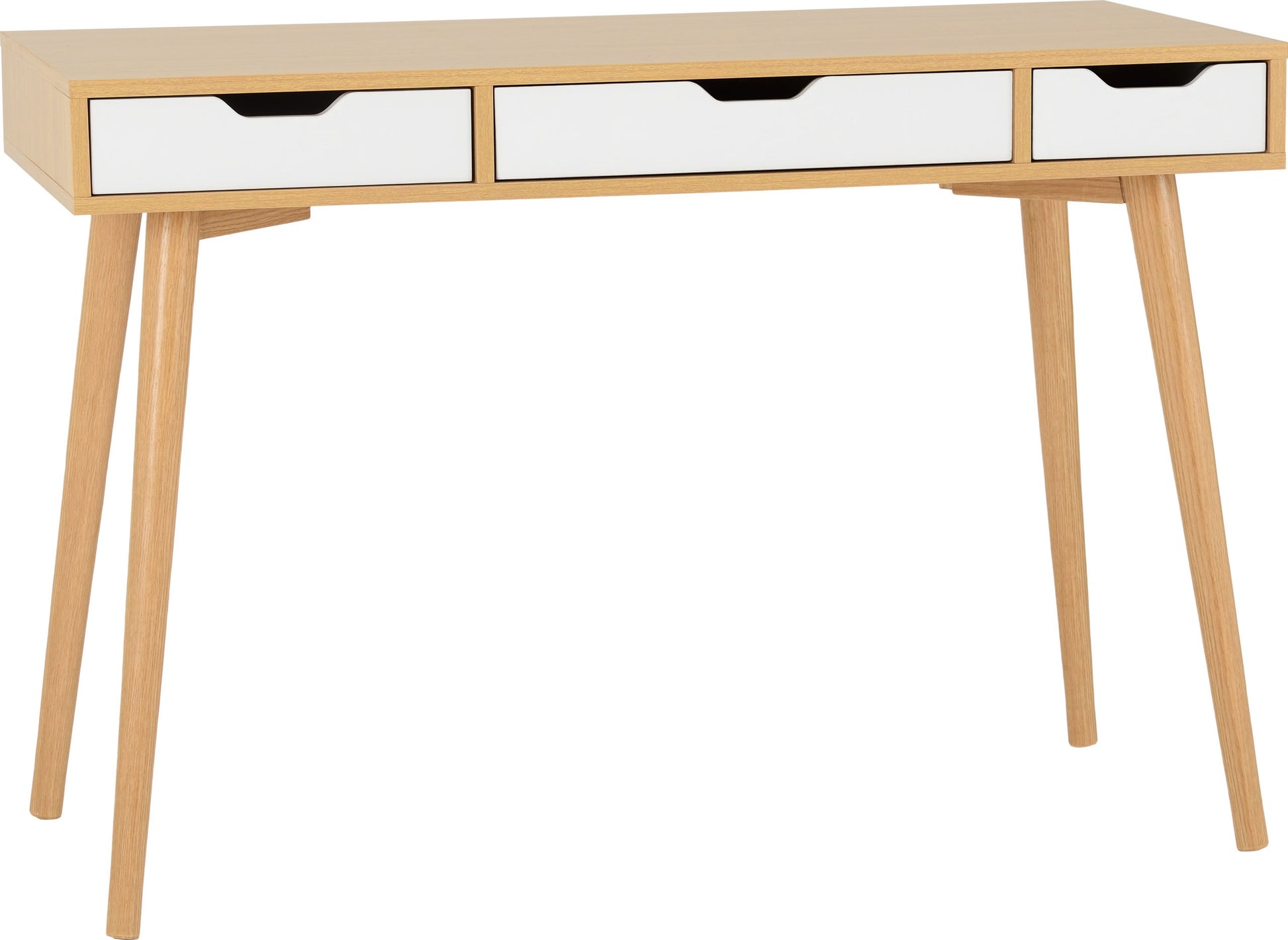 Seville 3 Drawer Console Table - White High Gloss/Light Oak Effect Veneer