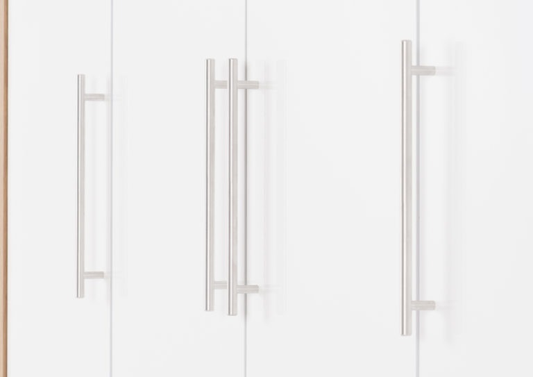 Seville 4 Door 2 Drawer Wardrobe - White High Gloss/Light Oak Effect Veneer