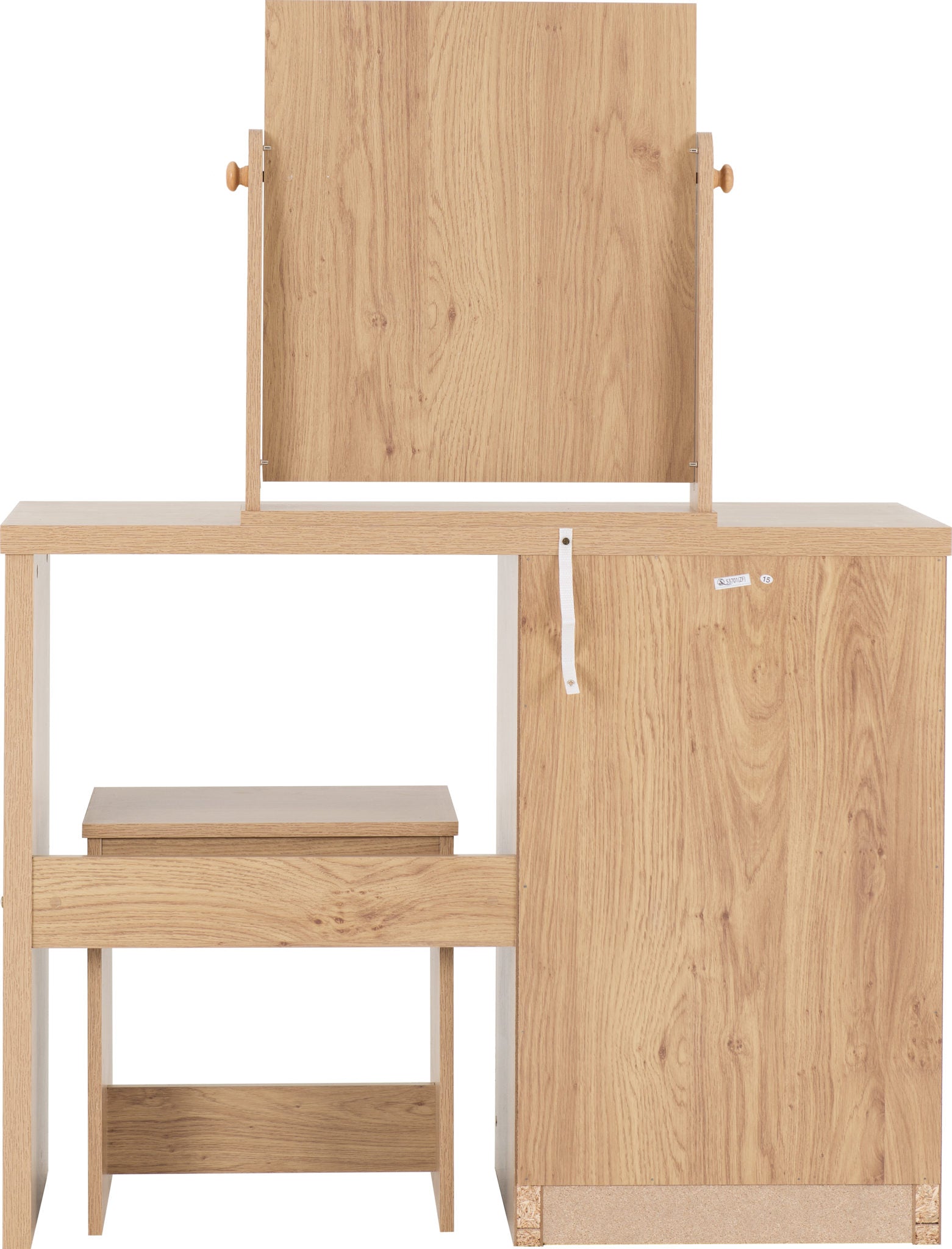 Seville 3 Drawer Dressing Table Set - Grey High Gloss/Light Oak Effect Veneer