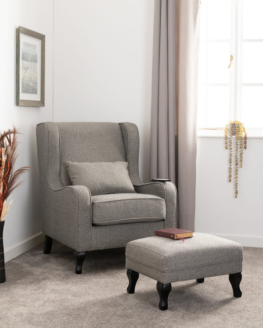 Sherborne Fireside Chair & Footstool - Dove Grey Fabric