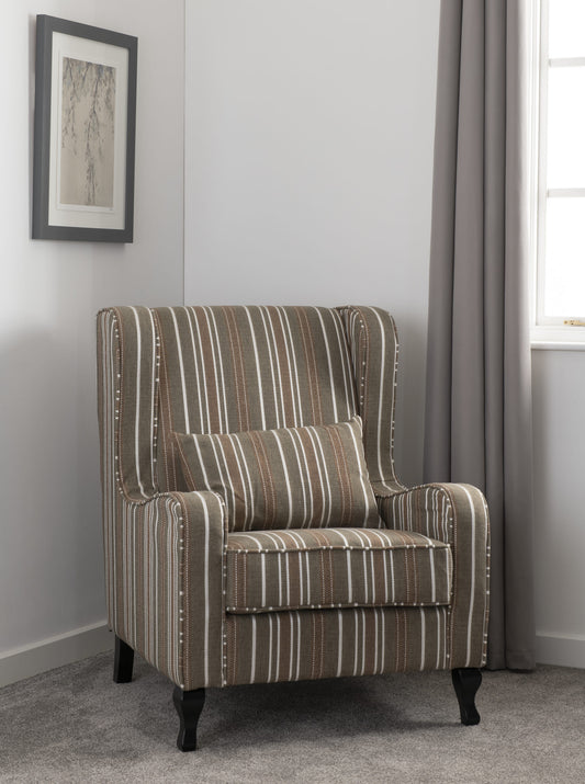 Sherborne Fireside Chair - Beige Stripe Fabric