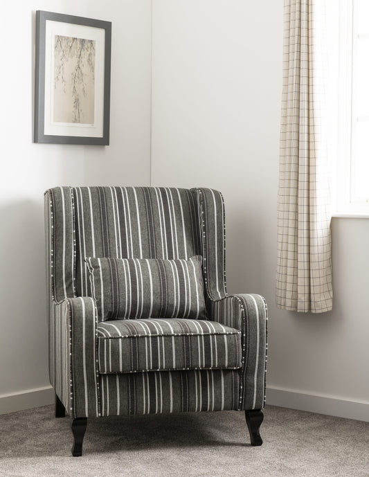 Sherborne Fireside Chair - Grey Stripe Fabric