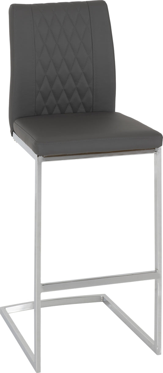 Sienna Bar Chair Grey Faux Leather/Chrome