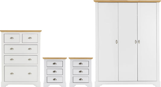 Toledo 3 Door Wardrobe Bedroom Set White/Oak Effect