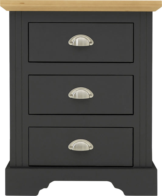 Toledo 3 Drawer Bedside Grey/Oak Effect