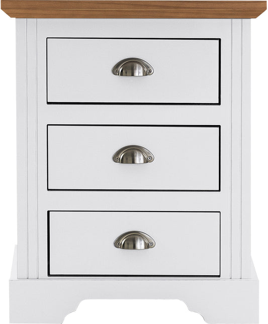 Toledo 3 Drawer Bedside White/Oak Effect