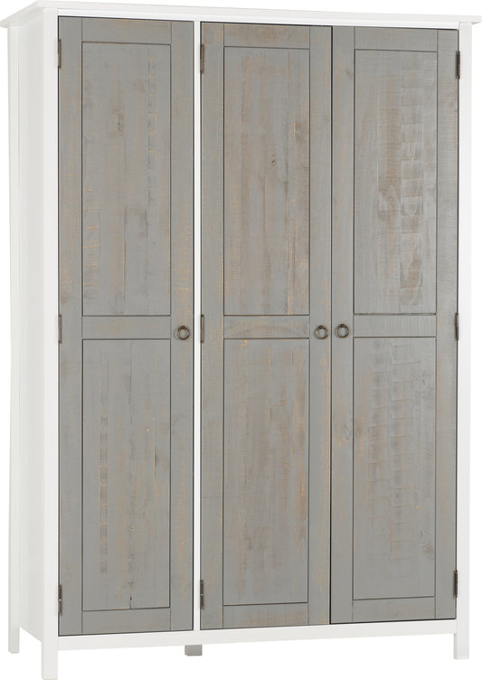 Vermont 3 Door Wardrobe White/Grey