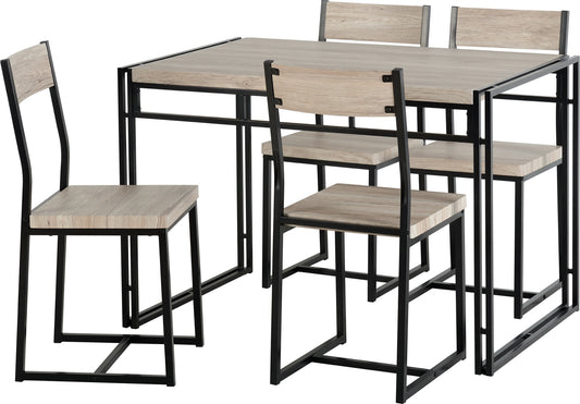 Warwick Dining Set Oak Effect Veneer/Black