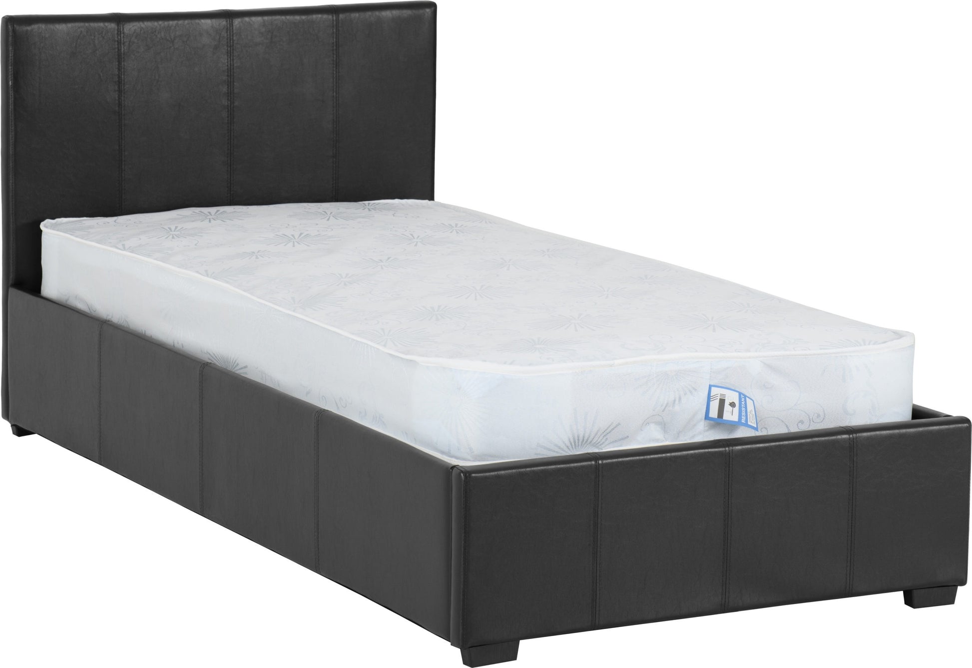 Waverley 3' Single Storage Bed - Black Faux Leather