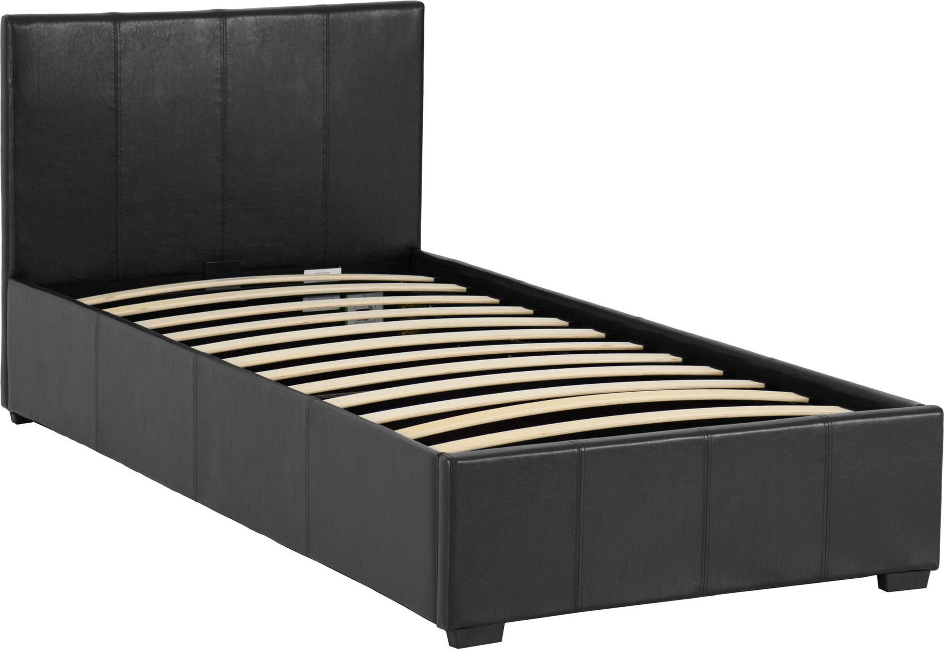 Waverley 3' Single Storage Bed - Black Faux Leather