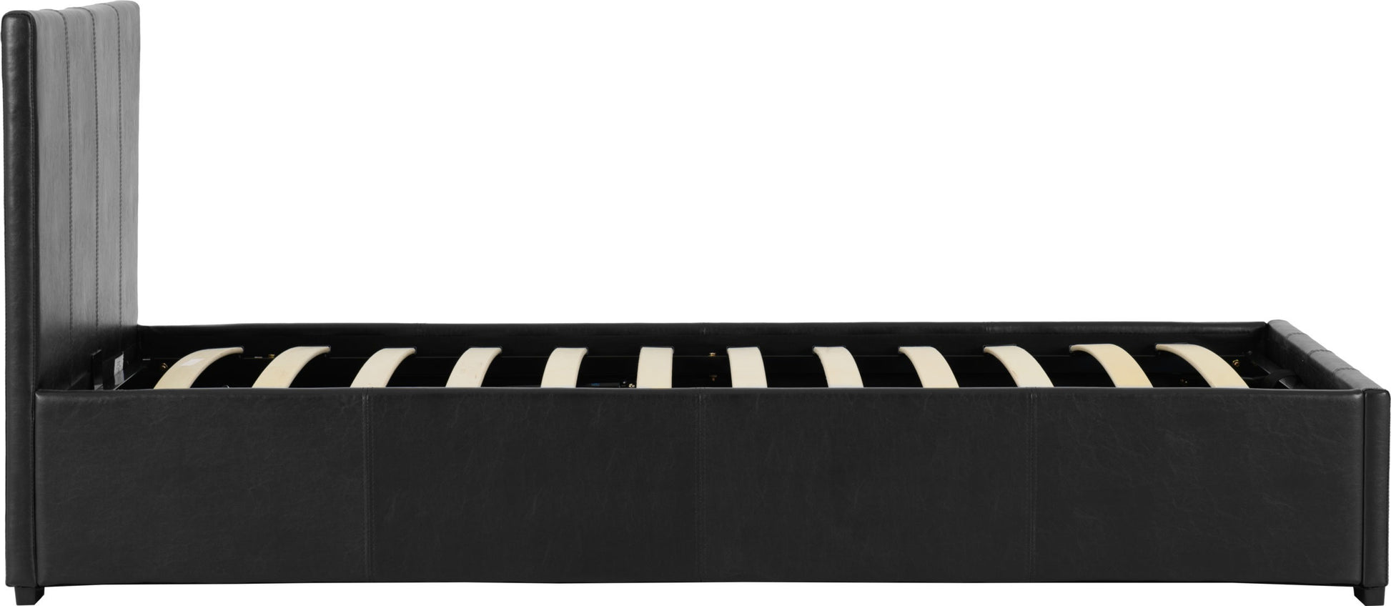 Waverley 3' Single Storage Bed - Black Faux Leather