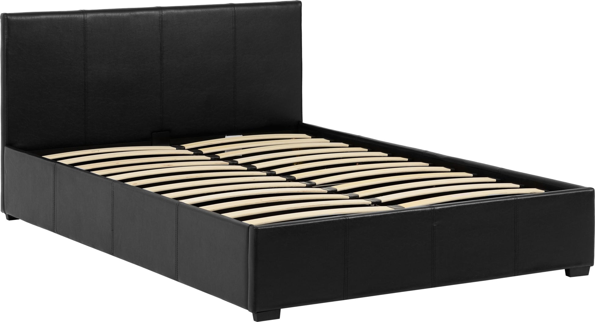 Waverley 4' Storage Small Double Bed - Black Faux Leather