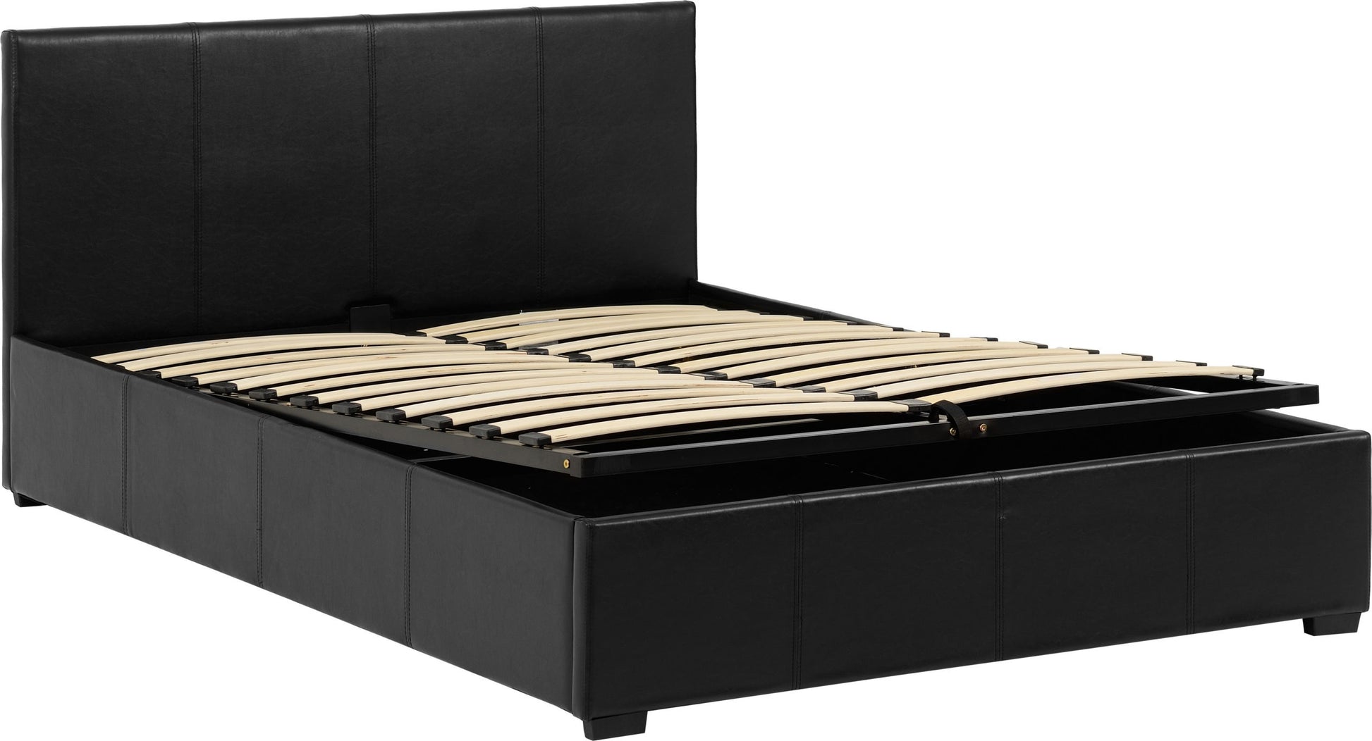 Waverley 5' Storage King Bed - Black Faux Leather