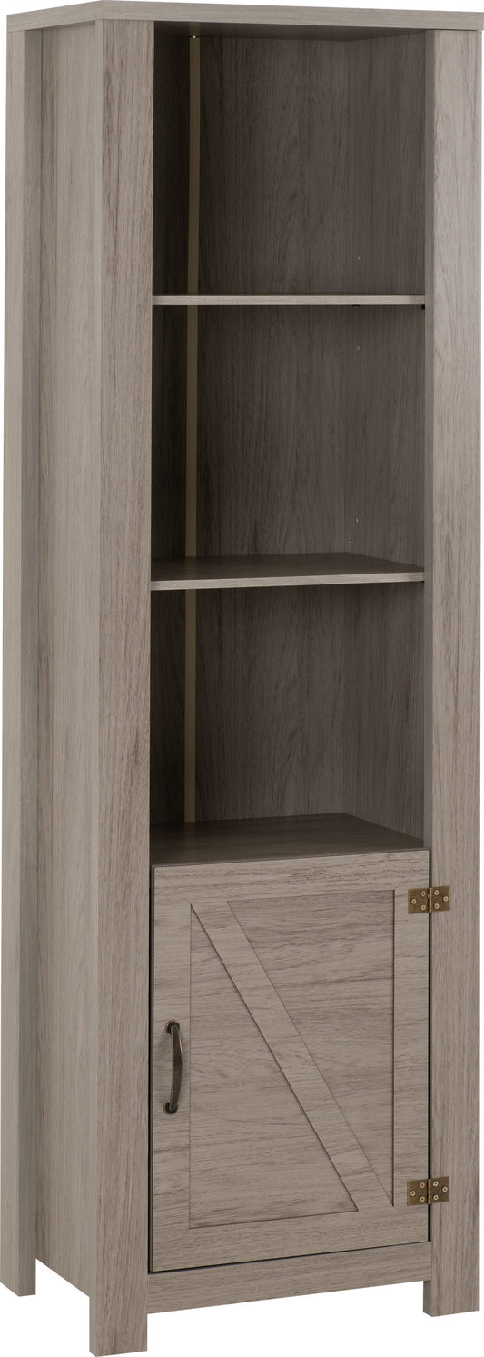 Zurich 1 Door Bookcase Grey Wood Grain